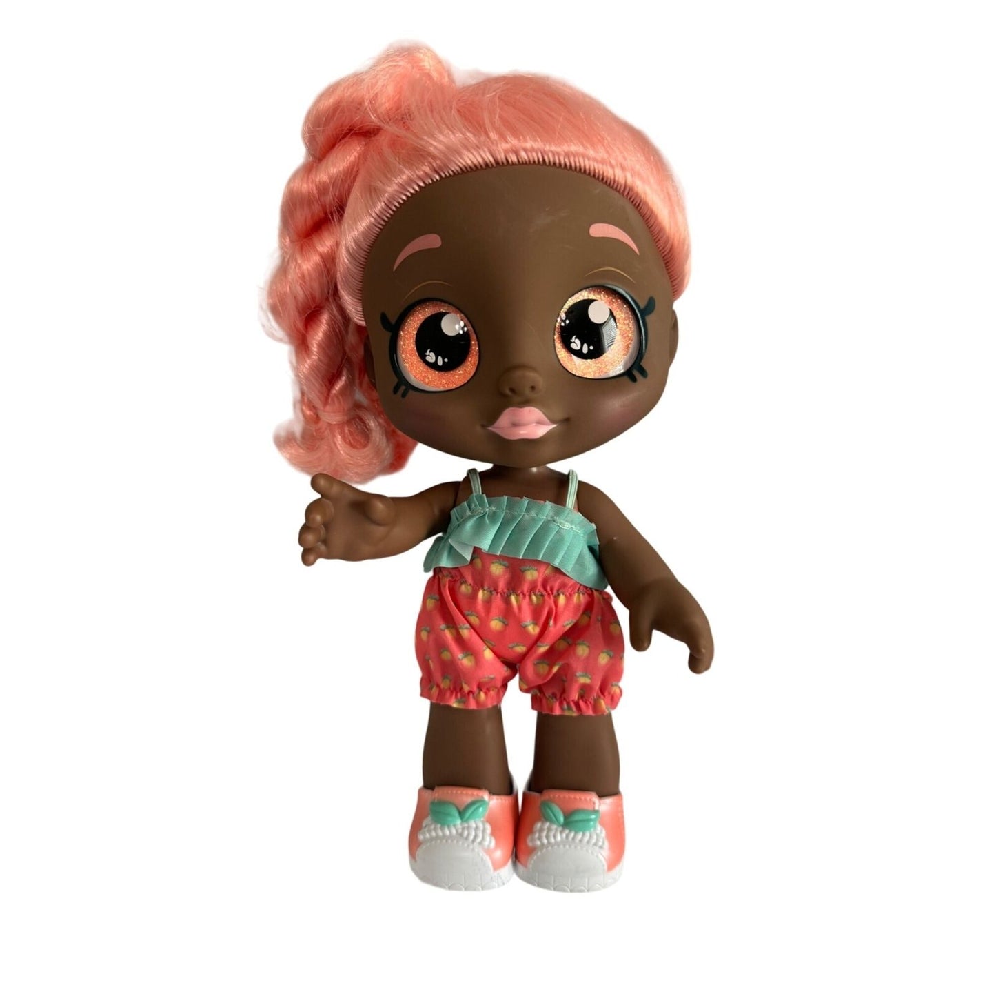 Kindi Kids Doll With Pink Hair Brown Skin Strawberry Outfit & Shoes 10 Inch